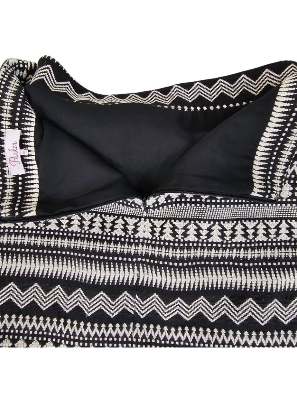 Parker Womens XS Mini Skirt Black White Stripe Aztec Hippy Boho Cotton Blend - Picture 9 of 10